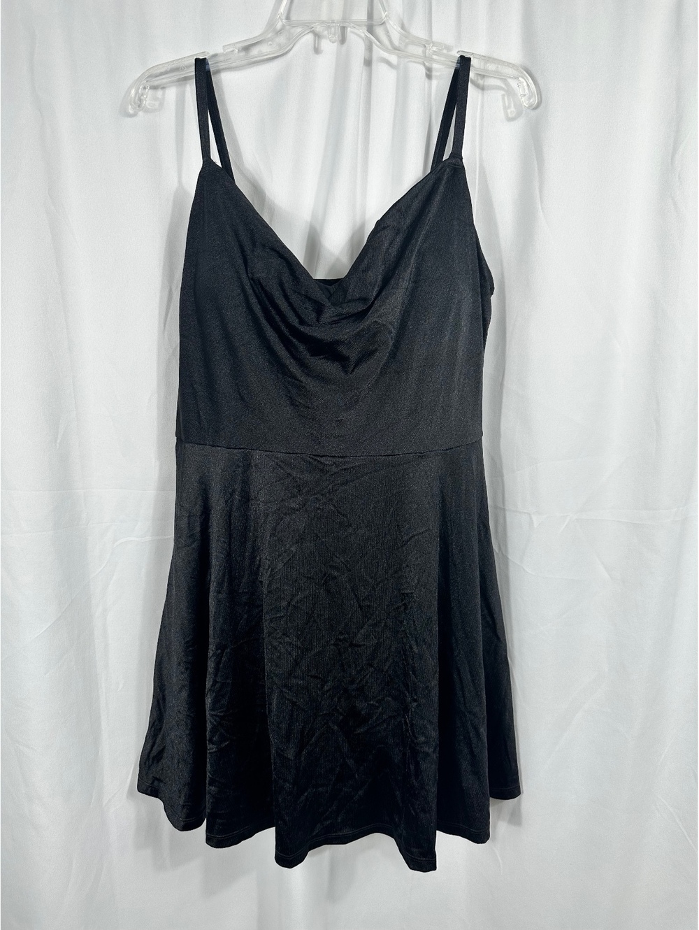Popilush Black Shapewear Strappy Cowl Neck Fit & Flare Mini Dress 3XL